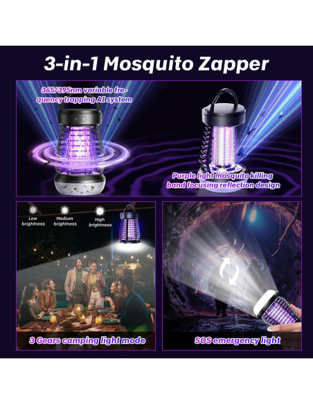 Zapper de Mosquitos Eléctrico Falala J10, 3 en 1, 2000V Zapper de Mosquitos Eléctrico Falala J10, 3 en 1, 2000V