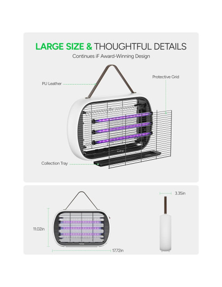 Zapper de Insectos Buzbug MA-015 LED 3800V Blanco 1.29kg Zapper de Insectos Buzbug MA-015 LED 3800V Blanco 1.29kg