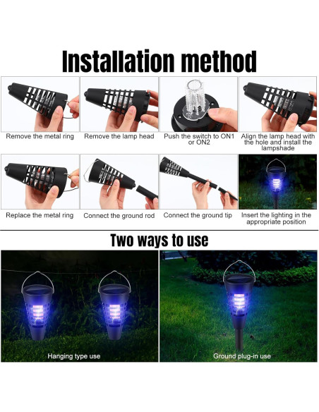 Qualirey 4 Pack Zapper Solar Mosquitos Luz LED Jardín Qualirey 4 Pack Zapper Solar Mosquitos Luz LED Jardín