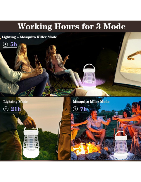 Zapper de Insectos GARTO J10 Blanco 3 en 1 USB Camping Zapper de Insectos GARTO J10 Blanco 3 en 1 USB Camping
