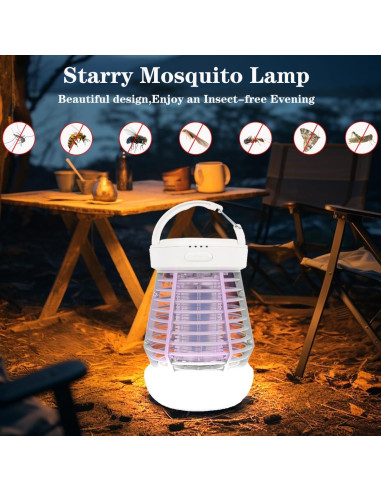 Zapper de Insectos GARTO J10 Blanco 3 en 1 USB Camping