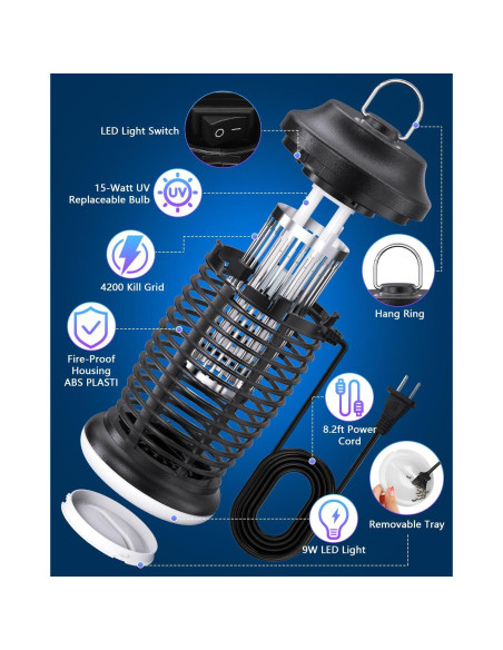 Asesino de Insectos Eléctrico IQN JY-02 4200V Negro Asesino de Insectos Eléctrico IQN JY-02 4200V Negro