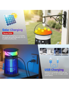 Zapper Solar de Insectos Zechuan, Luz LED y Carga USB-C 2