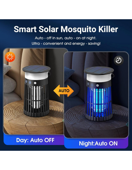 Zapper Solar de Insectos Zechuan, Luz LED y Carga USB-C Zapper Solar de Insectos Zechuan, Luz LED y Carga USB-C