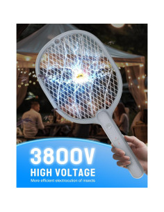 Raqueta Eléctrica Mosquitos Mosiller 3800V Recargable Tipo-C 2