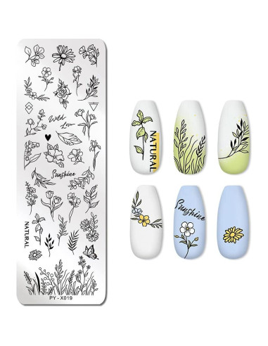 Juego de Placas de Estampado para Uñas Mori Elves 6 Pcs Floral