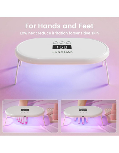 Lámpara de Uñas UV LED LASONAS 24W Mini Portátil 3 Temporizadores