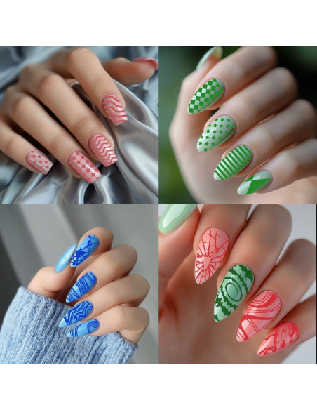 Plantillas de Arte de Uñas PH PandaHall 3 Piezas Textura Geométrica Plantillas de Arte de Uñas PH PandaHall 3 Piezas Textura Geométrica