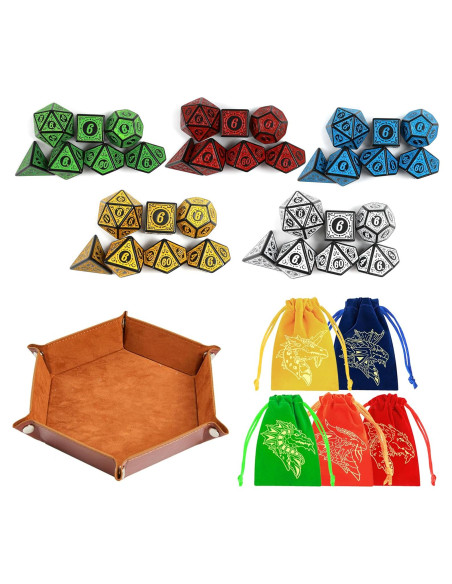 Juego de Dados Poliedricos PUGED 42 Pcs Retro D&D RPG Juego de Dados Poliedricos PUGED 42 Pcs Retro D&D RPG