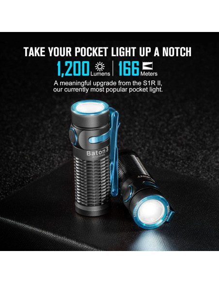 Linterna OLIGHT Baton3 1200 Lúmenes Recargable Negra Linterna OLIGHT Baton3 1200 Lúmenes Recargable Negra