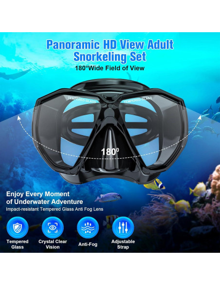 Equipo de Snorkel HiiPeak YT para Adultos, Máscara y Tubo Equipo de Snorkel HiiPeak YT para Adultos, Máscara y Tubo