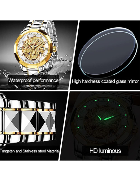 Reloj OLEVS automático dorado mecánico para hombres 50m Reloj OLEVS automático dorado mecánico para hombres 50m