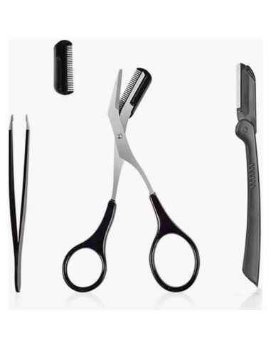Kit de Tijeras para Cejas Ms. Exfoliante - 3 en 1, Negro