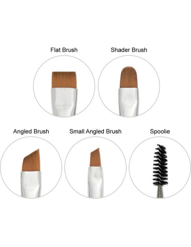 Juego de 4 Pinceles para Cejas Benlily - Angulado, Plano, Difusor y Spoolie