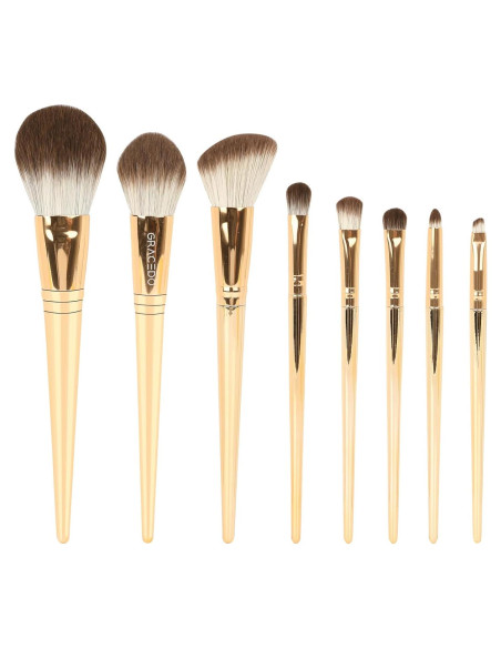 Juego de Brochas de Maquillaje Premium 8 Piezas Dorado Juego de Brochas de Maquillaje Premium 8 Piezas Dorado
