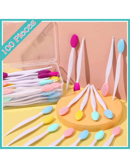 100 Cepillos Exfoliantes de Silicona Newtay para Labios Doble Cara 100 Cepillos Exfoliantes de Silicona Newtay para Labios Doble Cara