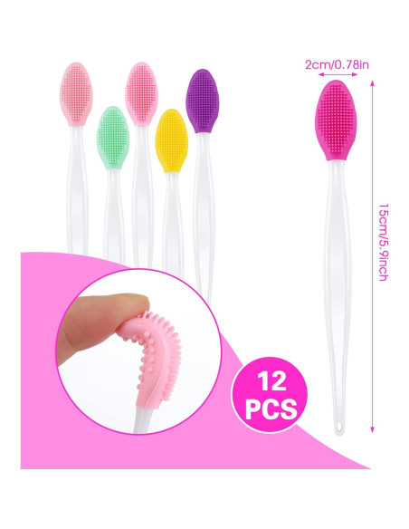 Lusofie 12 Cepillos Exfoliantes de Labios de Silicona Doble Cara Lusofie 12 Cepillos Exfoliantes de Labios de Silicona Doble Cara