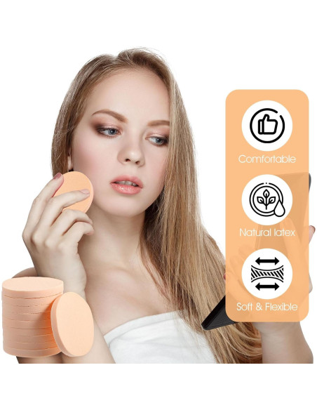 20 Esponjas de Maquillaje Beige Bremorou para Base Líquida 20 Esponjas de Maquillaje Beige Bremorou para Base Líquida