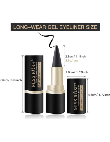 Juego de 2 Lápices de Ojos de Gel Negro LOKFAR Resistente al Agua