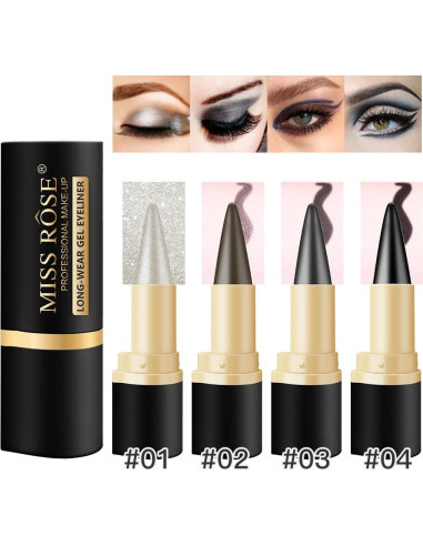 Juego de 2 Lápices de Ojos de Gel Negro LOKFAR Resistente al Agua