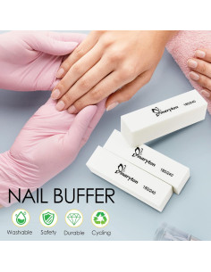 Bloques de Pulido de Uñas Maryton, Grano Fino 180/240, Paquete de 10 2