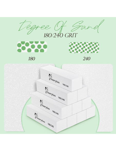 Bloques de Pulido de Uñas Maryton, Grano Fino 180/240, Paquete de 10 Bloques de Pulido de Uñas Maryton, Grano Fino 180/240, Paquete de 10