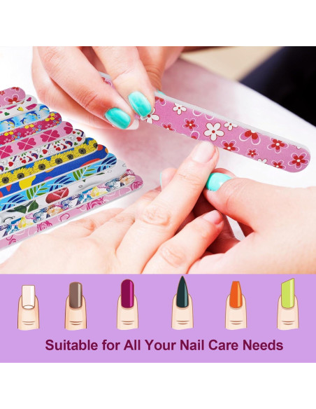 Limas de Uñas Doble Cara HomeyEra - 24 Piezas 180 Granos Limas de Uñas Doble Cara HomeyEra - 24 Piezas 180 Granos