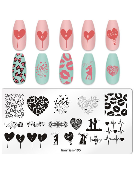 Kit de Estampado de Uñas DANNEASY 6 Piezas Corazón 12x6cm Kit de Estampado de Uñas DANNEASY 6 Piezas Corazón 12x6cm
