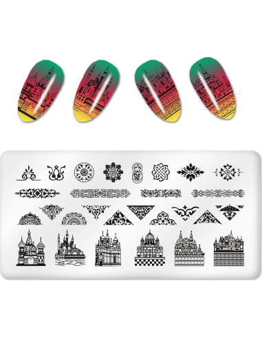 Kit de Estampado de Uñas 6 Piezas FaCai - Acero Inoxidable