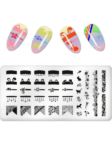Kit de Estampado de Uñas 6 Piezas FaCai - Acero Inoxidable