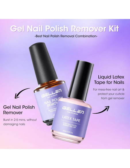 Kit Removedor de Esmalte Gel Gellen Todo en Uno 221g Kit Removedor de Esmalte Gel Gellen Todo en Uno 221g