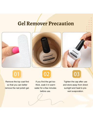 Set de Removedor de Gel para Uñas JODSONE 3Pcs 10ml