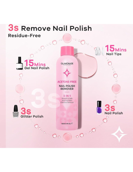 Removedor de Esmalte de Uñas Gel Glamonade 177 ml Sin Acetona Removedor de Esmalte de Uñas Gel Glamonade 177 ml Sin Acetona