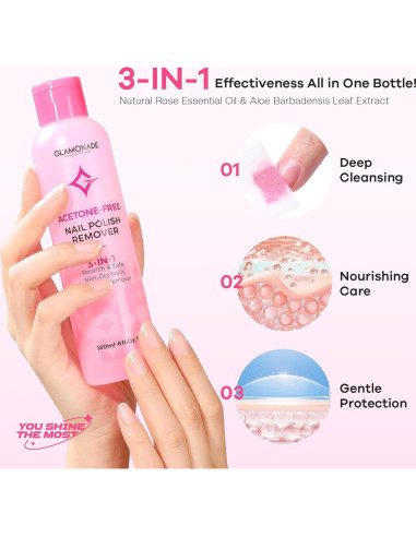 Removedor de Esmalte de Uñas Gel Glamonade 177 ml Sin Acetona