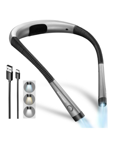 Luz de lectura Glocusent, 3 colores, 6 brillos, recargable
