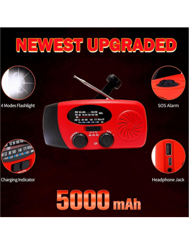 Radio de Emergencia Meteorológica iRonsnow ALERTSYNC 5000mAh