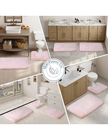 Alfombra de baño Walensee rosa polvo 40.6x61 cm antideslizante Alfombra de baño Walensee rosa polvo 40.6x61 cm antideslizante