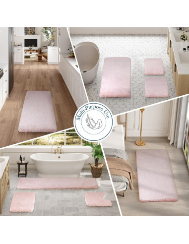 Alfombra de baño Walensee rosa polvo 40.6x61 cm antideslizante