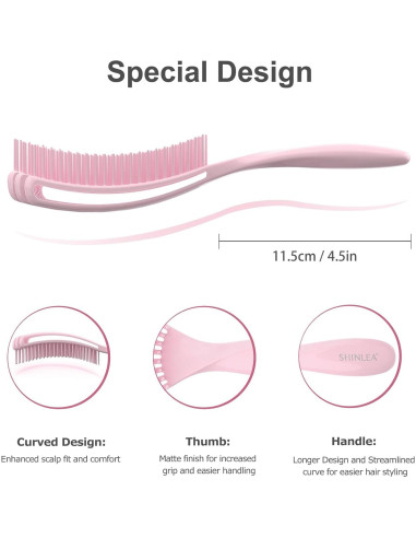 Cepillo Desenredante SHINLEA Rosa para Cabello Rizado y Húmedo