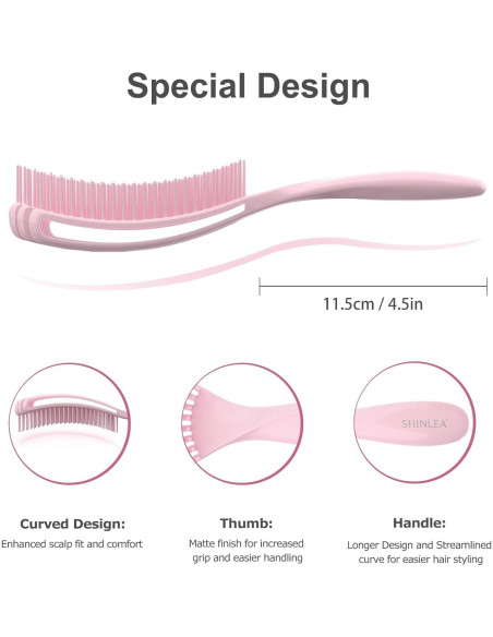 Cepillo Desenredante SHINLEA Rosa para Cabello Rizado y Húmedo Cepillo Desenredante SHINLEA Rosa para Cabello Rizado y Húmedo