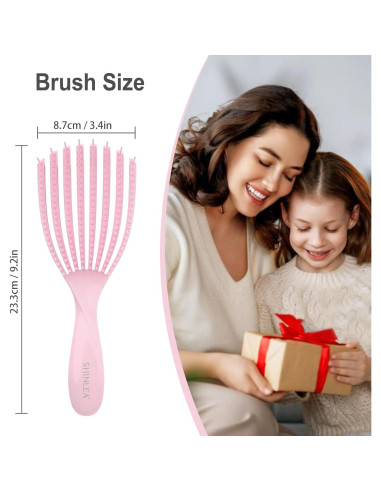 Cepillo Desenredante SHINLEA Rosa para Cabello Rizado y Húmedo