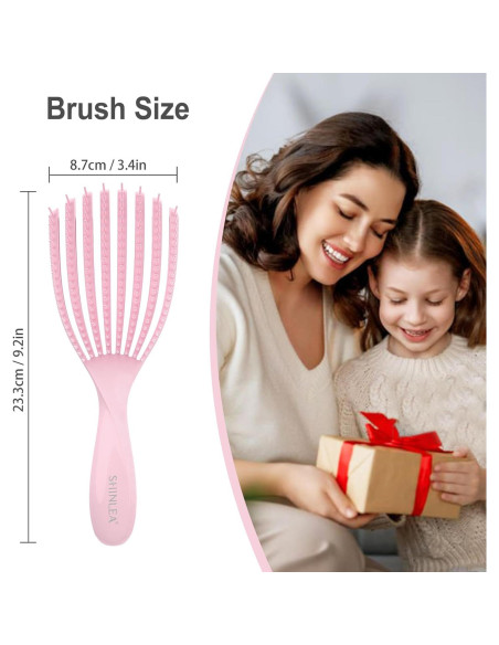 Cepillo Desenredante SHINLEA Rosa para Cabello Rizado y Húmedo Cepillo Desenredante SHINLEA Rosa para Cabello Rizado y Húmedo