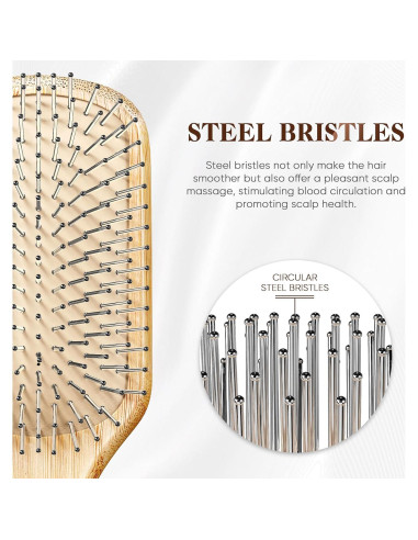 Cepillo de Pelo de Bambú BFWood con Cerdas de Acero 23cm