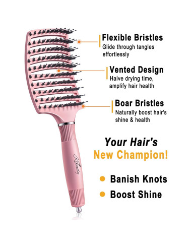 Cepillo Desenredante KTKUDY Rosa Claro para Cabello Húmedo y Seco