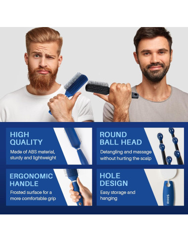Cepillo Desenredante RHOS para Hombres - Azul, 20 cm