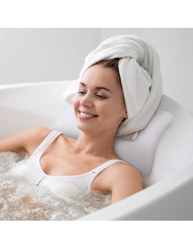 Almohada de Baño HEALLILY con Ventosas y Funda Transpirable 36x16 cm