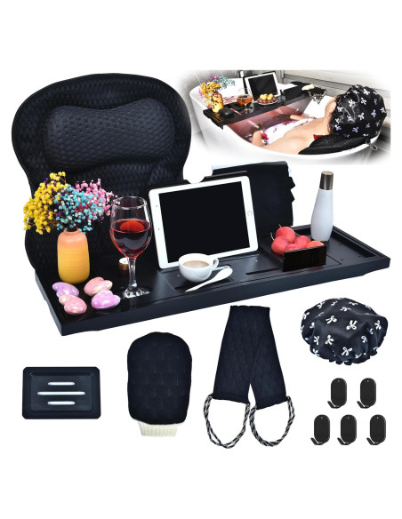 Bandeja de Baño Plegable LXEVIHK con Almohada y Accesorios Bandeja de Baño Plegable LXEVIHK con Almohada y Accesorios