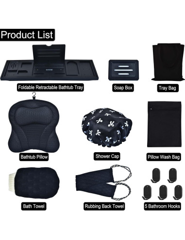 Bandeja de Baño Plegable LXEVIHK con Almohada y Accesorios