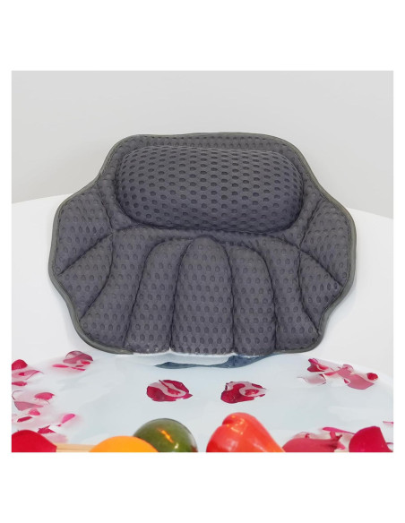 Almohada de Baño Mandrex Gris con Ventosas - Soporte Cuello y Espalda Almohada de Baño Mandrex Gris con Ventosas - Soporte Cuello y Espalda
