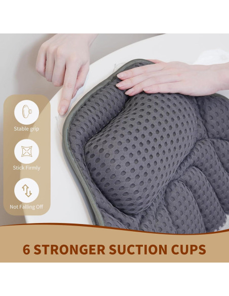Almohada de Baño Mandrex Gris con Ventosas - Soporte Cuello y Espalda Almohada de Baño Mandrex Gris con Ventosas - Soporte Cuello y Espalda